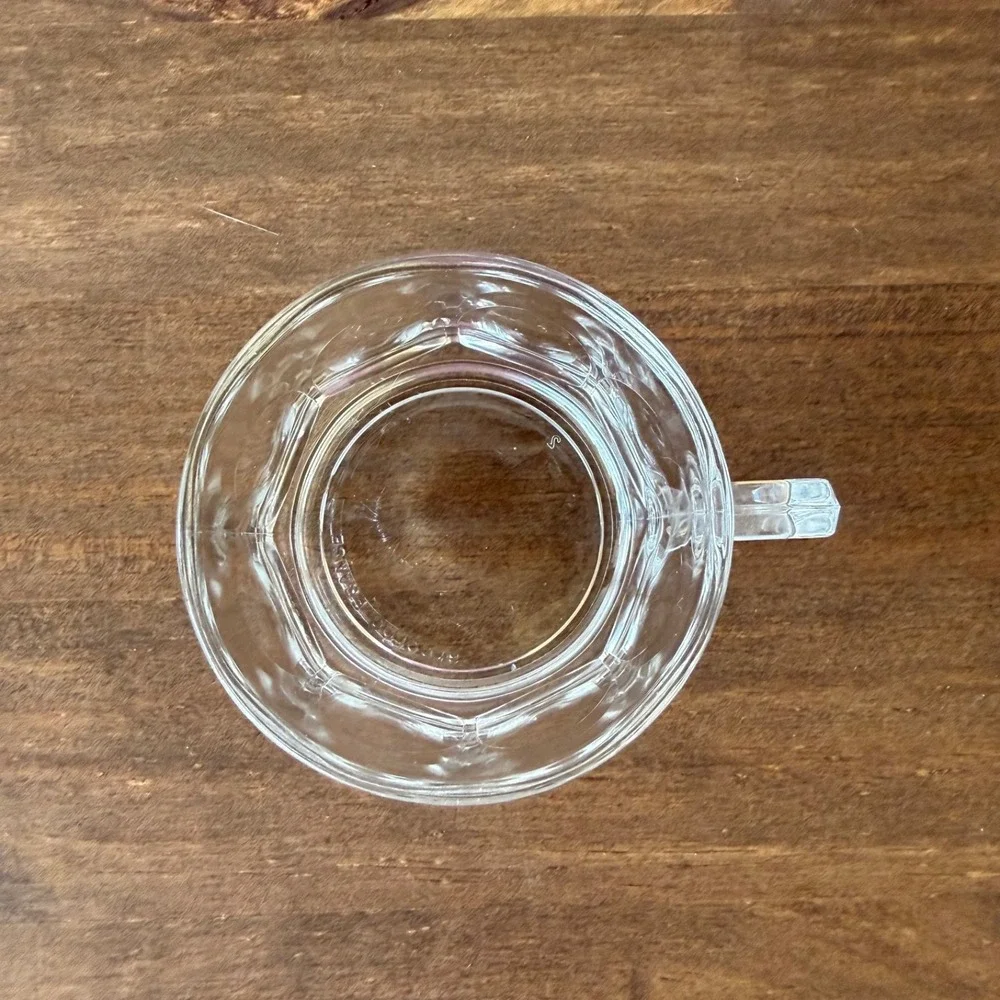 7pc Vintage Arcoroc Petale Clear Glass Tea Cup & Saucer France Set of 3 + 1 Free